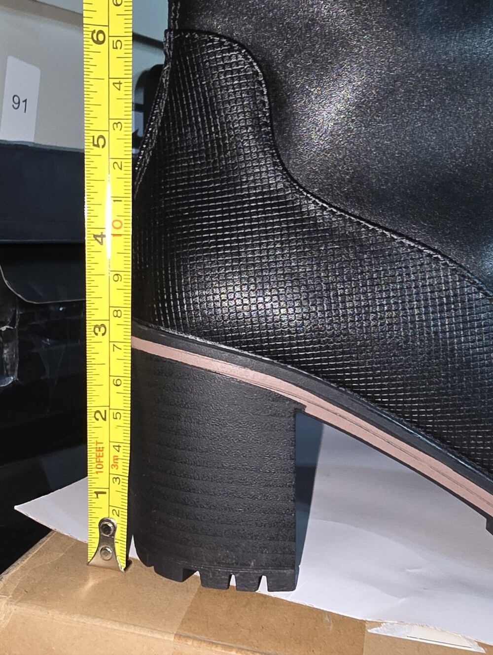Black Water-Resistant Lug Sole Heeled Boots – New in Box - Picture 6 of 7